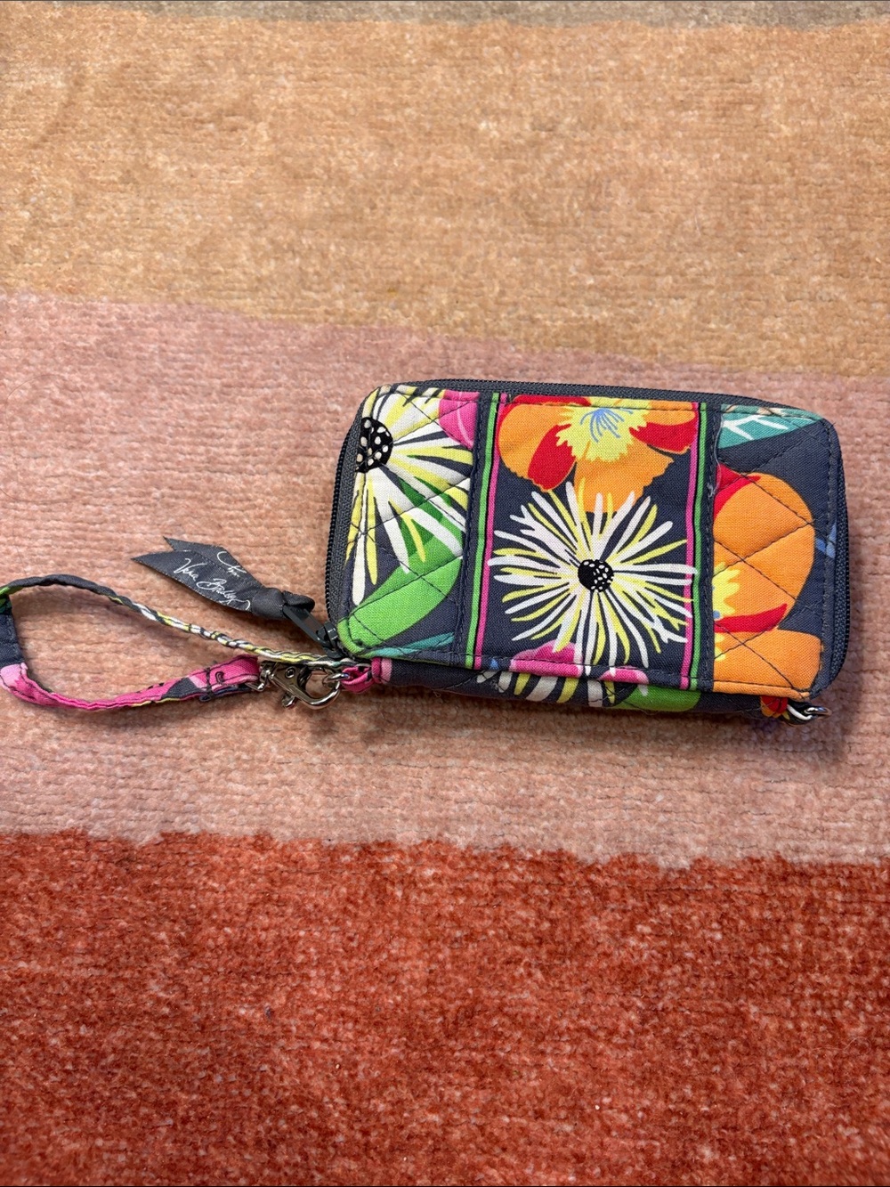 Vera Bradley Quilted Floral Wristlet Wallet - Orange, Yellow, Green, Pink, Black